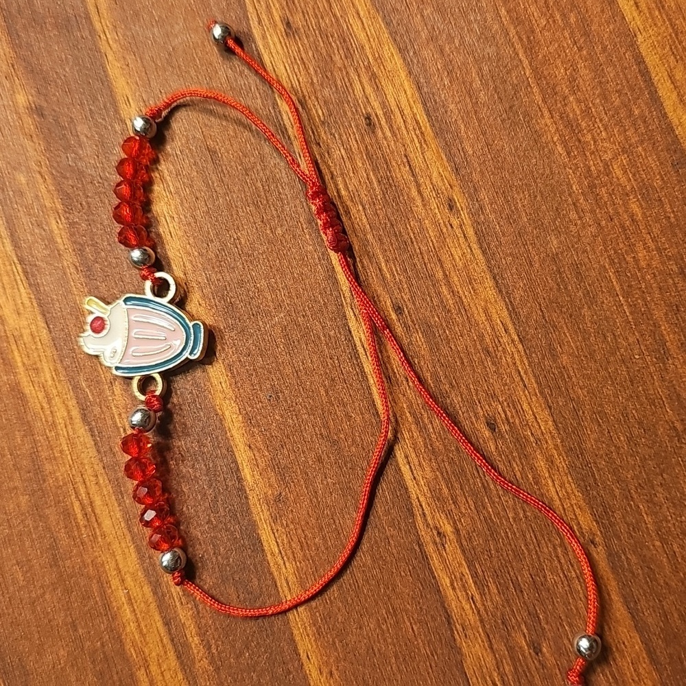 Red Beaded Bracelet with Milkshake Charm